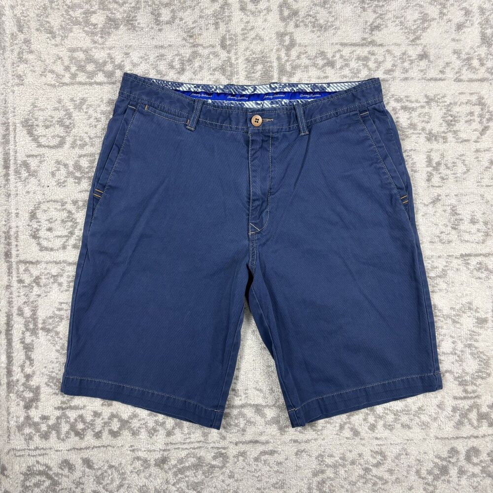 Tommy Bahama Men’s Blue Chino Shorts Flat Front Casual Golf Beach Size 34